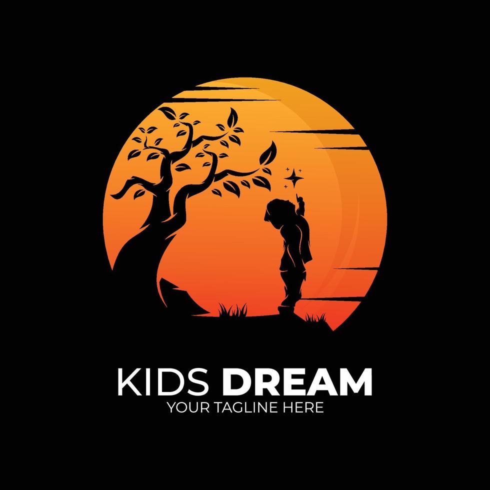 wenig Kinder Traum Logo Design Vorlage vektor