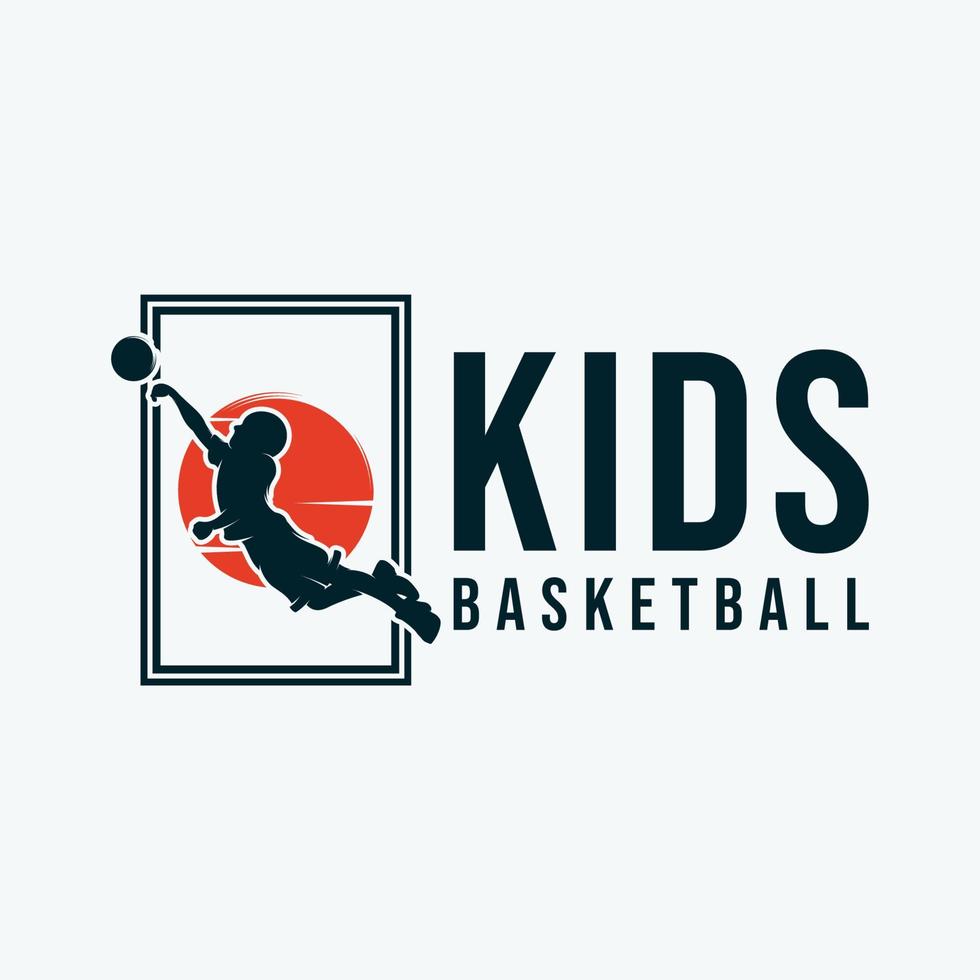 barn basketboll logotyp design inspiration vektor
