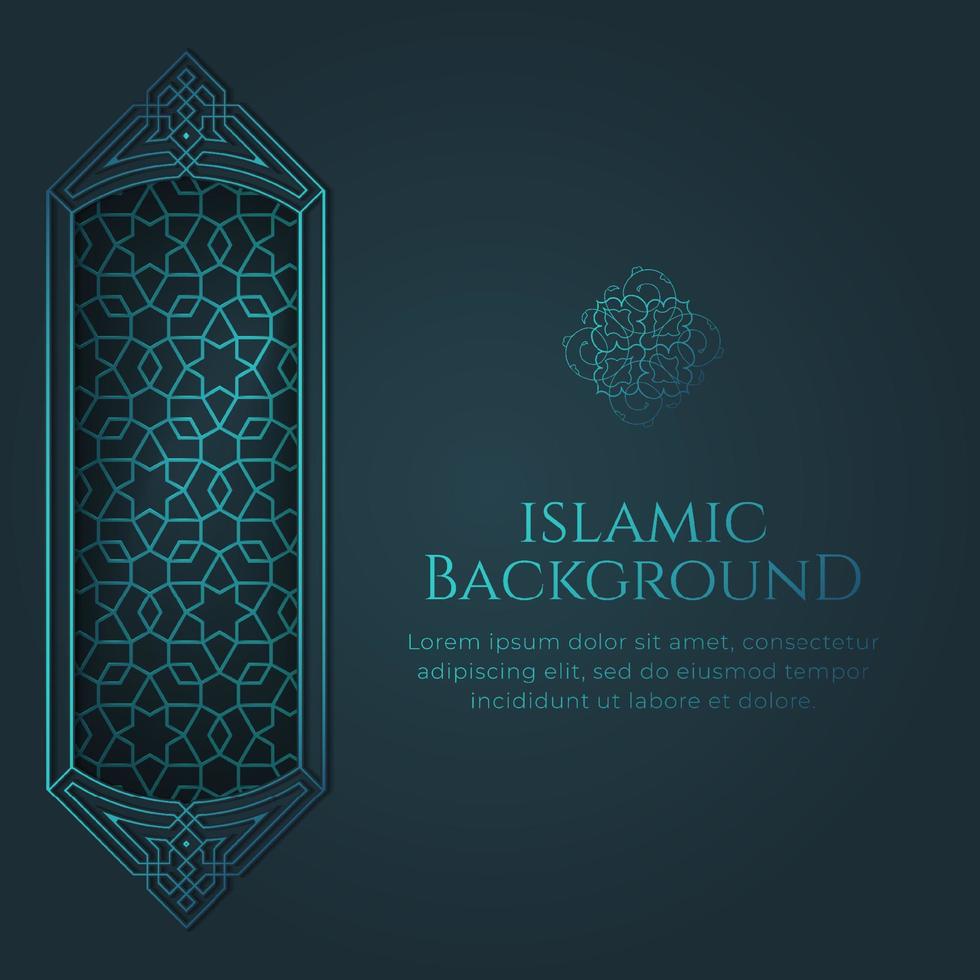 islamisch Arabisch Blau Hintergrund mit Ornament Rahmen vektor