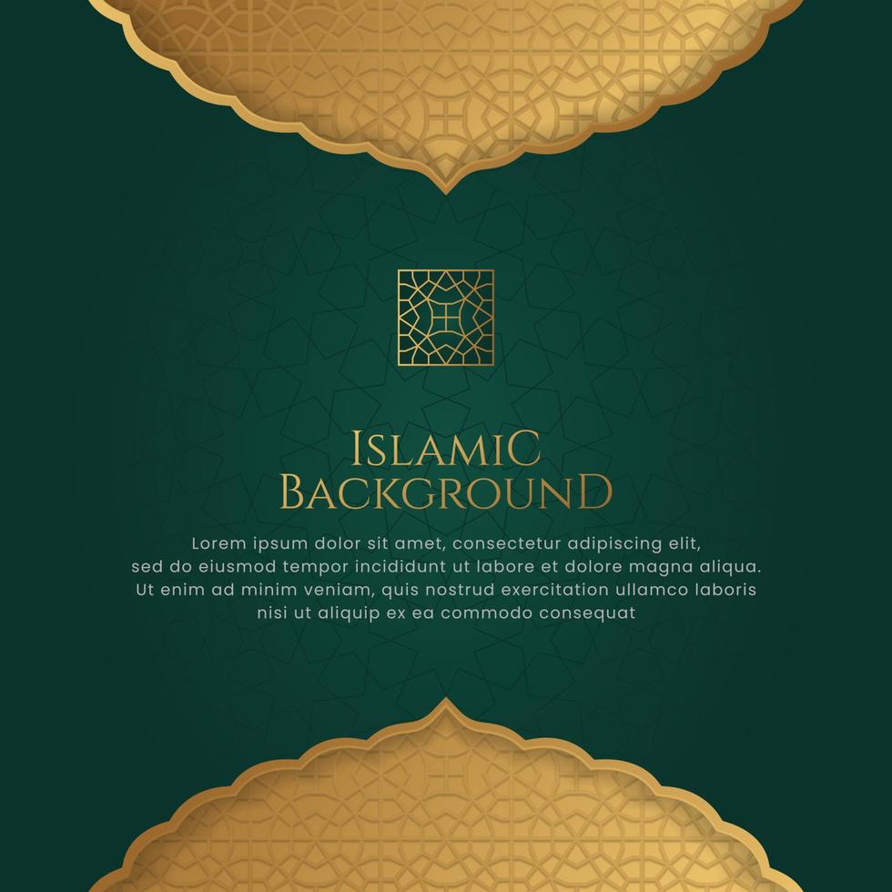 islamic arabicum elegant gyllene prydnad ram bakgrund med kopia Plats för text vektor