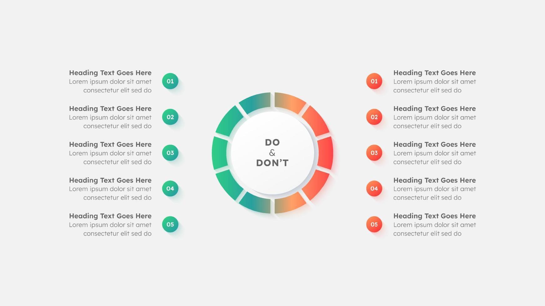 cirkel runda dos och gör inte, fördelar och nackdelar, mot, mot jämförelse infographic design mall vektor