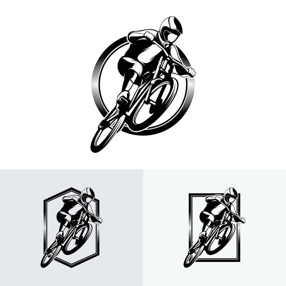 samling av berg cykel logotyp design mall illustration vektor