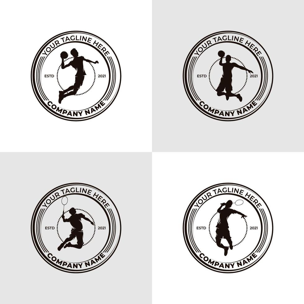 einstellen von Basketball und Badminton Logo Design vektor