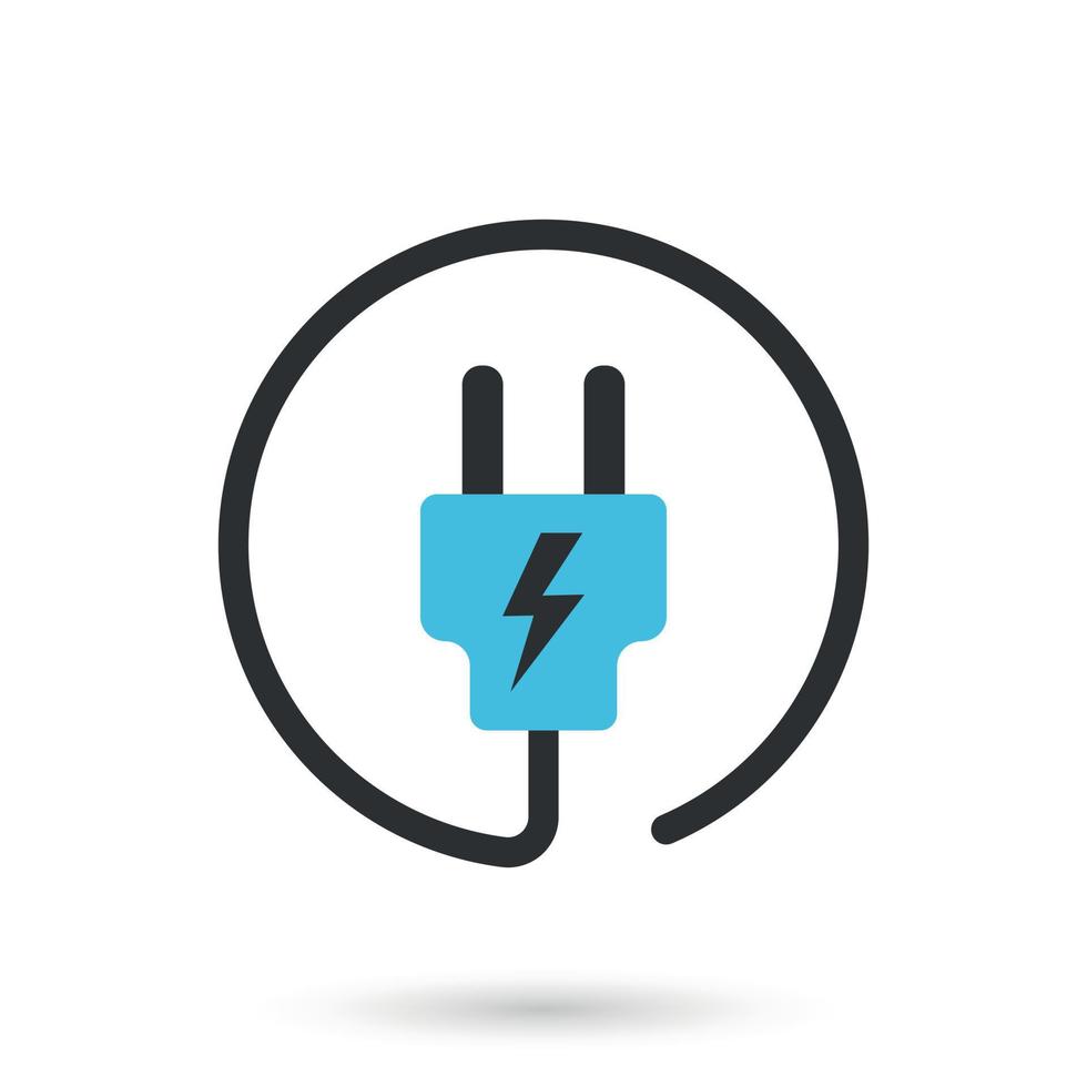 elektrisch Steckdose mit ein Stecker Symbol im eben Stil. Verbindung Symbol Vektor Illustration auf isoliert Hintergrund. 404 Error Zeichen Geschäft Konzept.