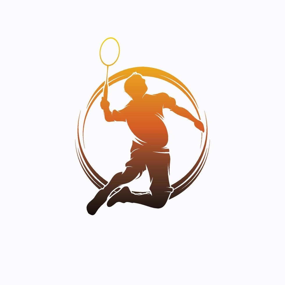 Badminton-Spieler-Logo-Design-Vorlage vektor