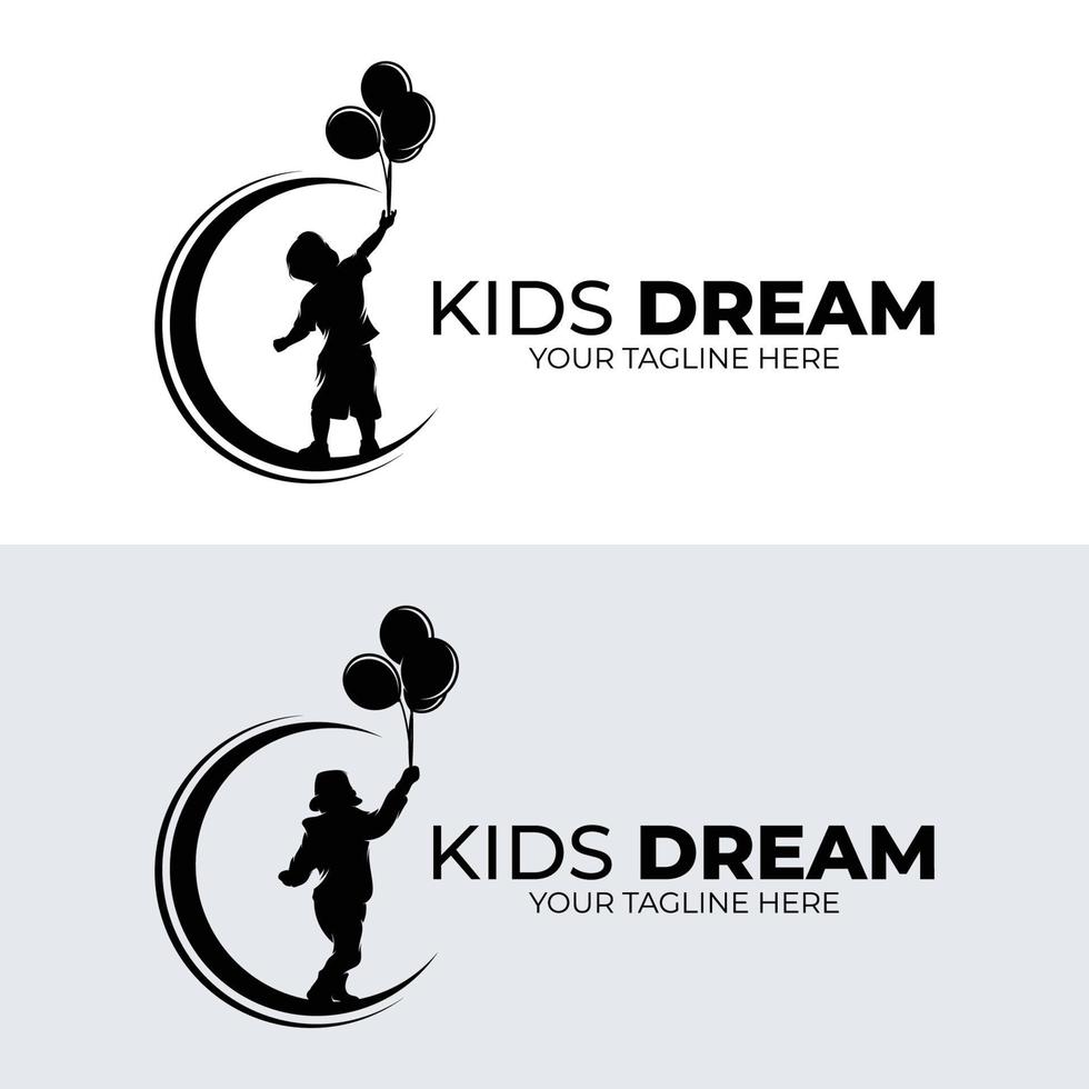einstellen von wenig Kinder Traum Logo Design Vorlage vektor