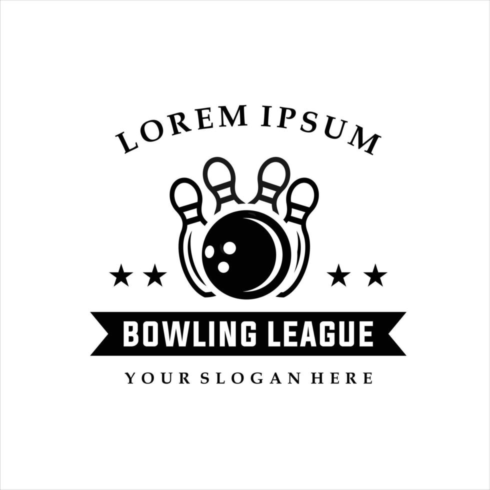 vektor årgång svartvit stil bowling logotyp ikon symbol