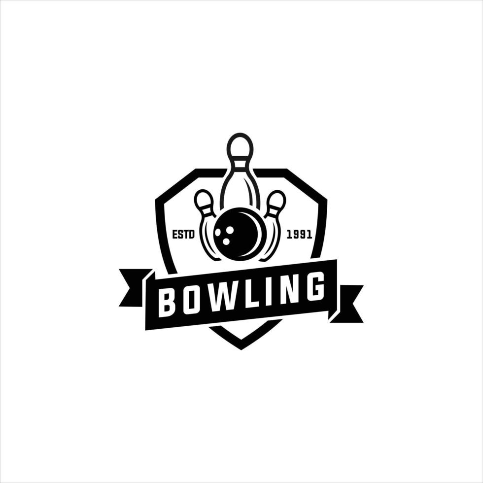 bowling turnering logotyp mall vektor