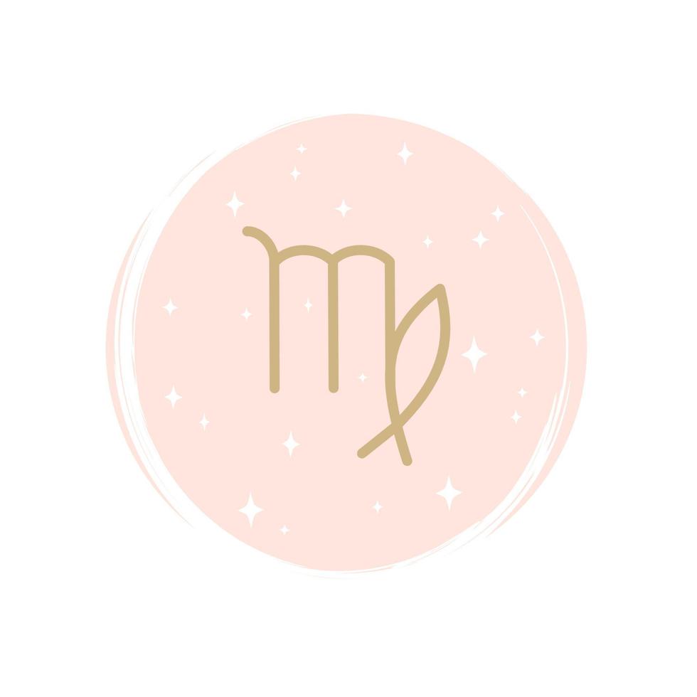 süß Tierkreis Jungfrau Symbol Logo Vektor Illustration auf Kreis mit Bürste Textur zum Sozial Medien Geschichte Markieren