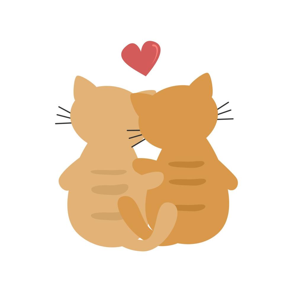 süß Karikatur Charakter romantisch Paar von Katze mit Herz komisch Vektor Illustration zum Gruß Karte