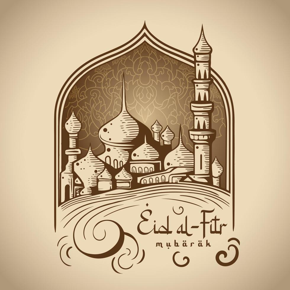 Ramadan kareem Arabisch Moschee Islam Religiosität Kalligraphie Vektor Illustration