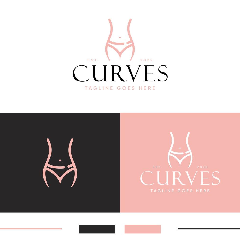 wellness flicka logotyp, skaffa sig i kurva logotyp design, feminin wellness logotyp vektor