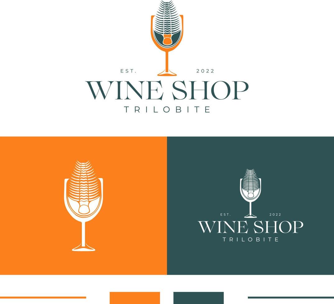 trilobit logotyp, vinmakare logotyp, logotyp för de vinmakare, logotyp för en vin affär vektor