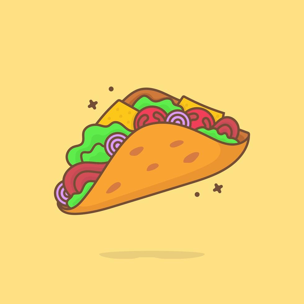 söt taco tecknad illustration vektor ikon