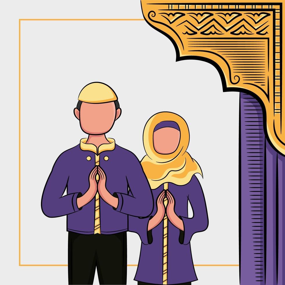 Hand gezeichnete Illustration von Ramadan Kareem oder Eid al Fitr Tage Gruß vektor