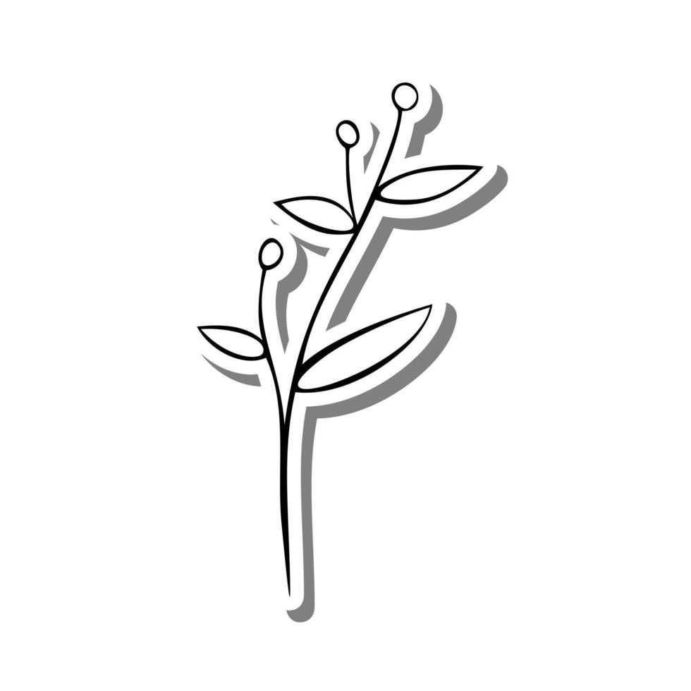 schwarz Linie Gekritzel Pollen und Blätter auf Weiß Silhouette und grau Schatten. Hand gezeichnet Karikatur Stil. Vektor Illustration zum schmücken und irgendein Design.