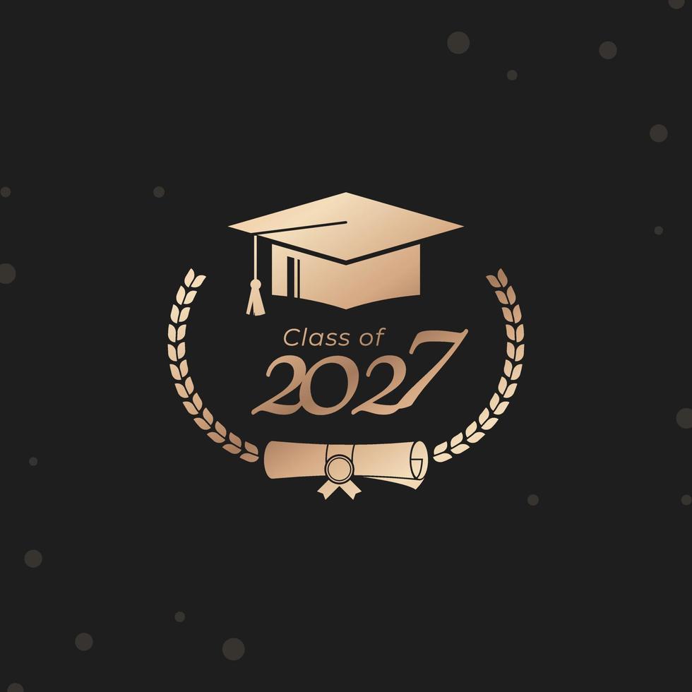 klass av 2027 år gradering av dekorera congratulation med laurel krans för skola examinerade vektor