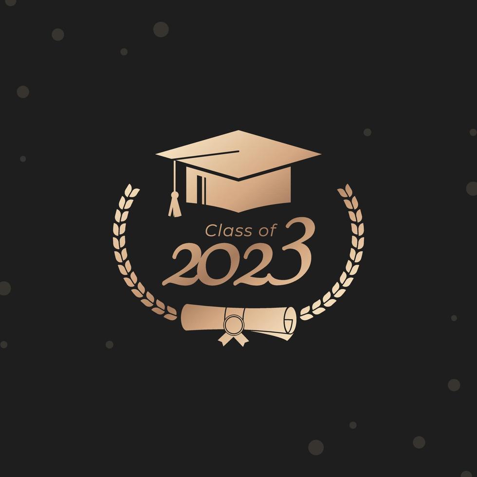 klass av 2023 år gradering av dekorera congratulation med laurel krans för skola examinerade vektor