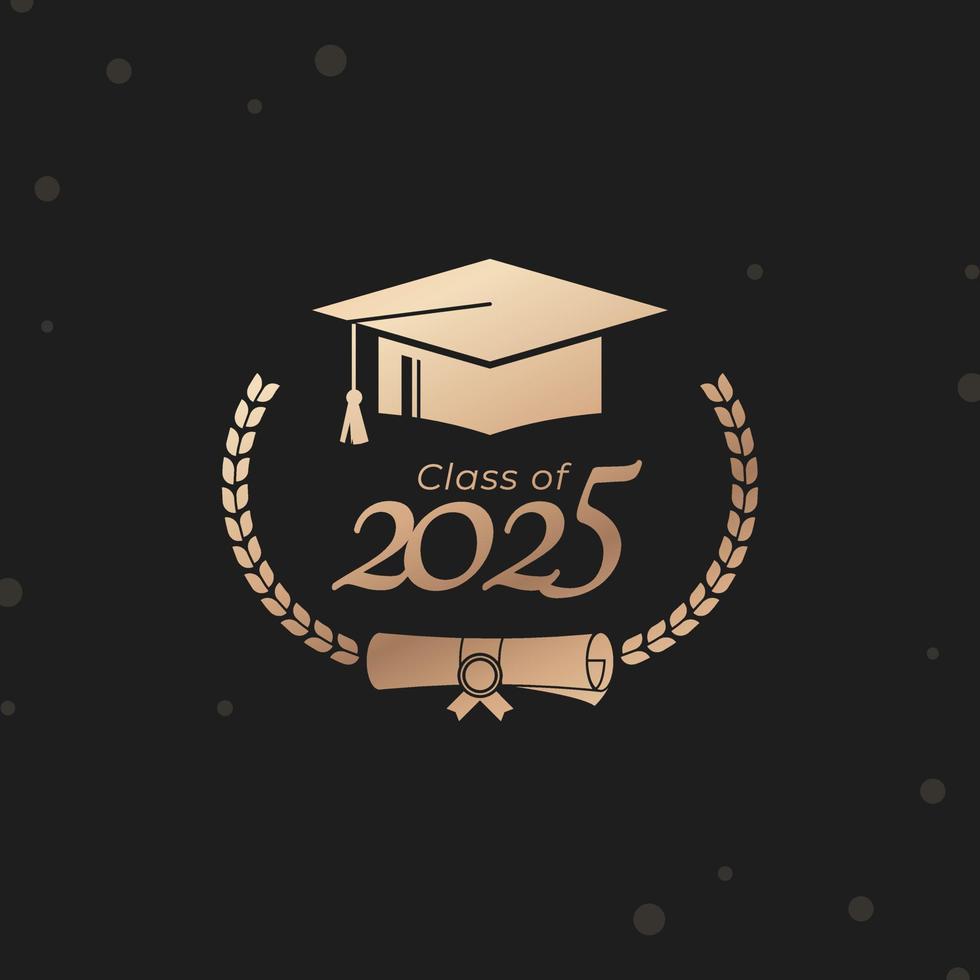 Klasse von 2025 Jahr Abschluss von schmücken Glückwunsch mit Lorbeer Kranz zum Schule Absolventen vektor