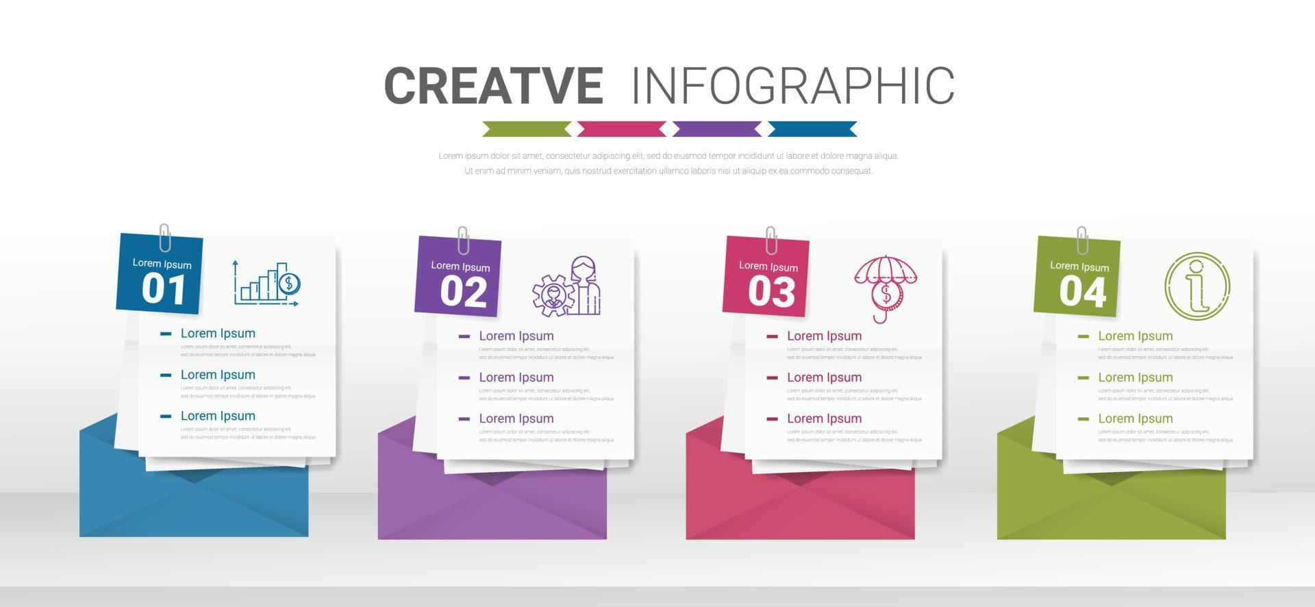 Bildung Konzept Infografik Vorlage Design mit Notiz, Email. können Sein benutzt zum Arbeitsablauf Layout, Diagramm, Geschäft Schritt Optionen, Banner, und Netz Design. vektor