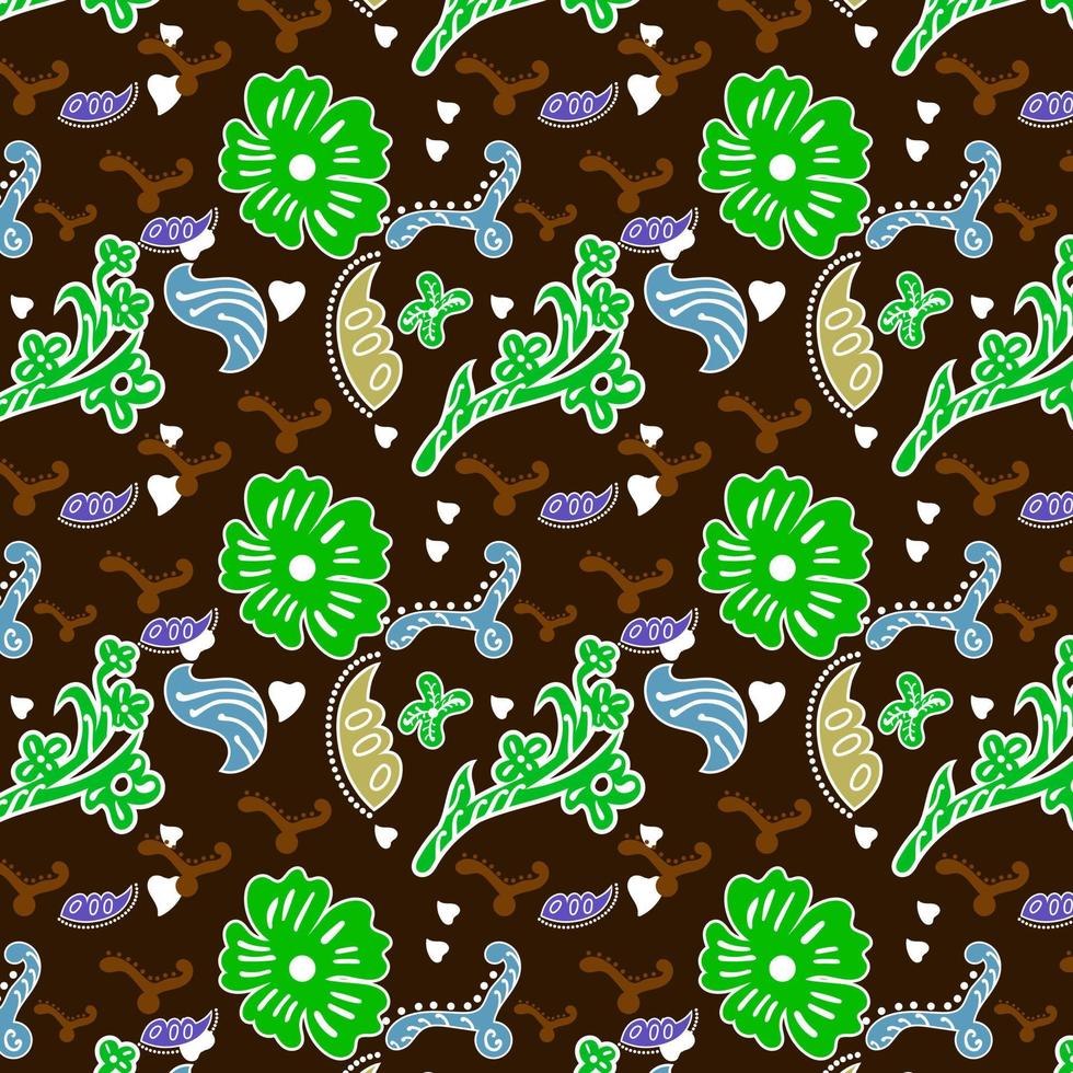 indonesisch Batik dekorativ Blumen- nahtlos Muster, Mode Hintergrund. Färberei angewendet zu ganze Tuch, oder Stoff gemacht mit diese Technik entstanden von Indonesien. vektor