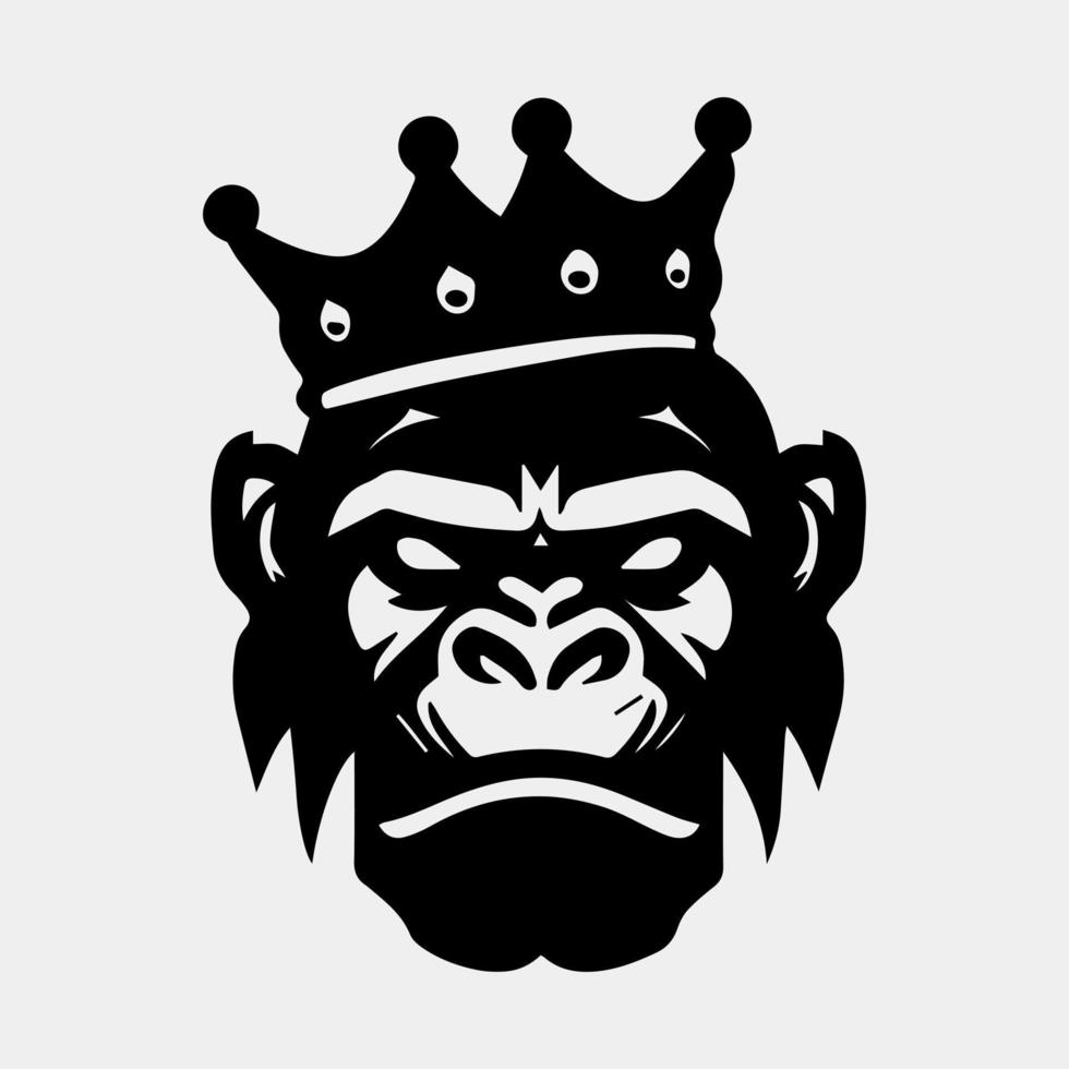 Gorilla Symbol mit ein Krone Logo Design Silhouette Vektor Design