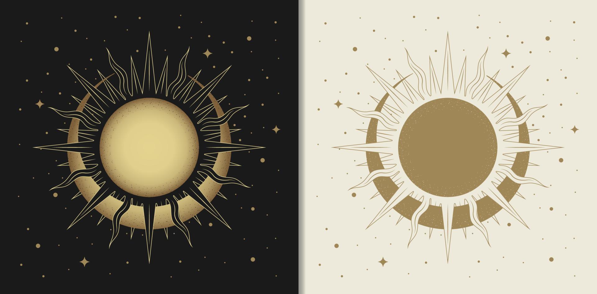 intim Sol och måne omfamning en frodig och förtjusande esoterisk vektor