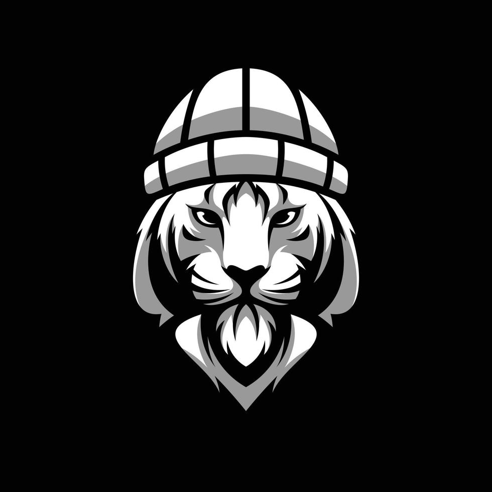 tiger mössa hatt maskot logotyp design vektor