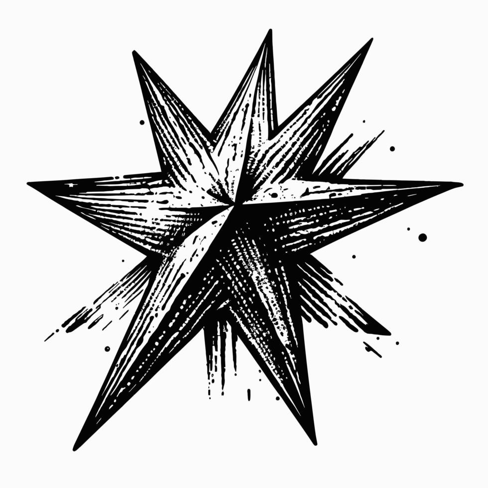Star Hand gezeichnet Star Symbol Zeichen - - Bürste Zeichnung Kalligraphie Star schwarz Sterne Symbol - - Star Karikatur Vektor Illustration Profi Vektor