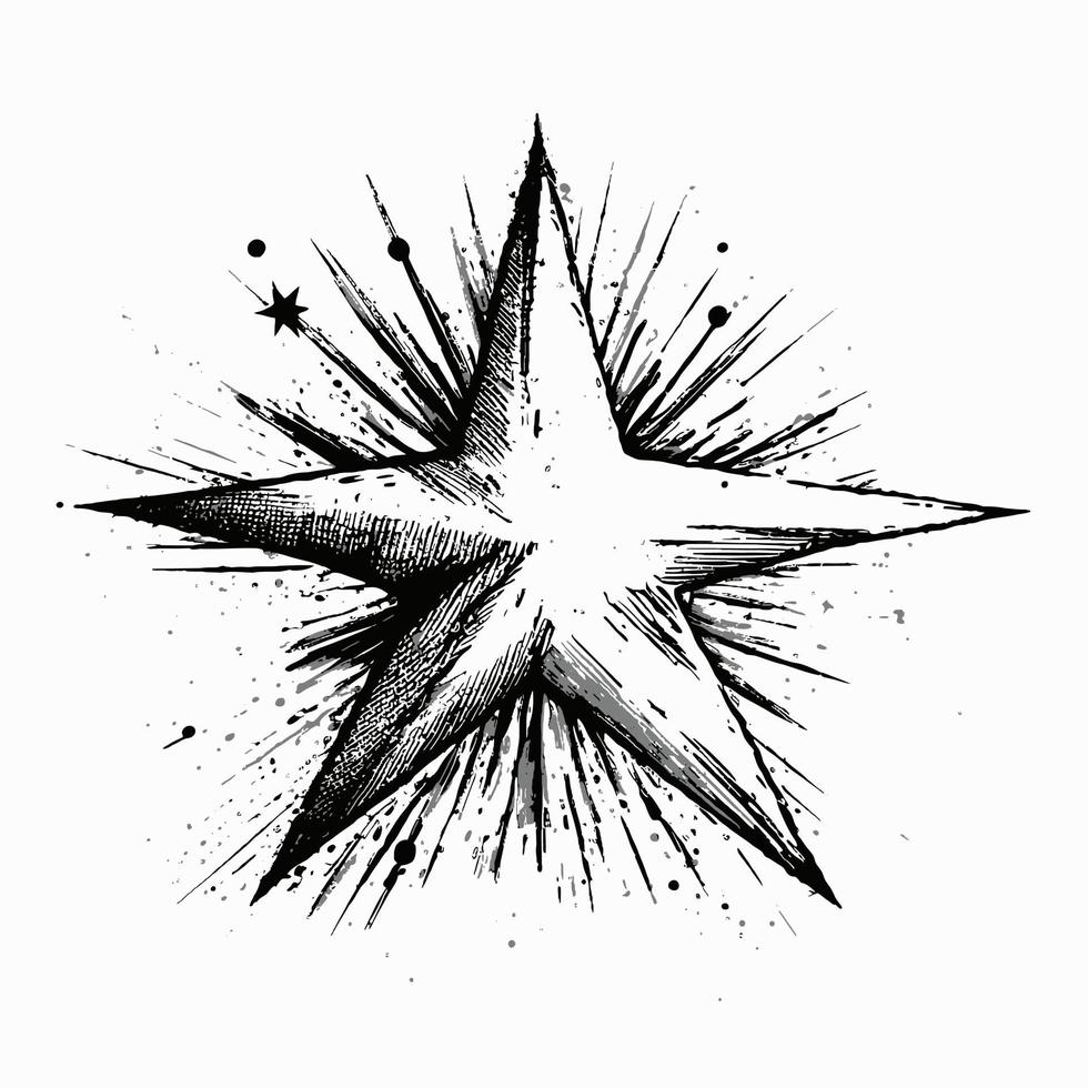 Star Hand gezeichnet Star Symbol Zeichen - - Bürste Zeichnung Kalligraphie Star schwarz Sterne Symbol - - Star Karikatur Vektor Illustration Profi Vektor