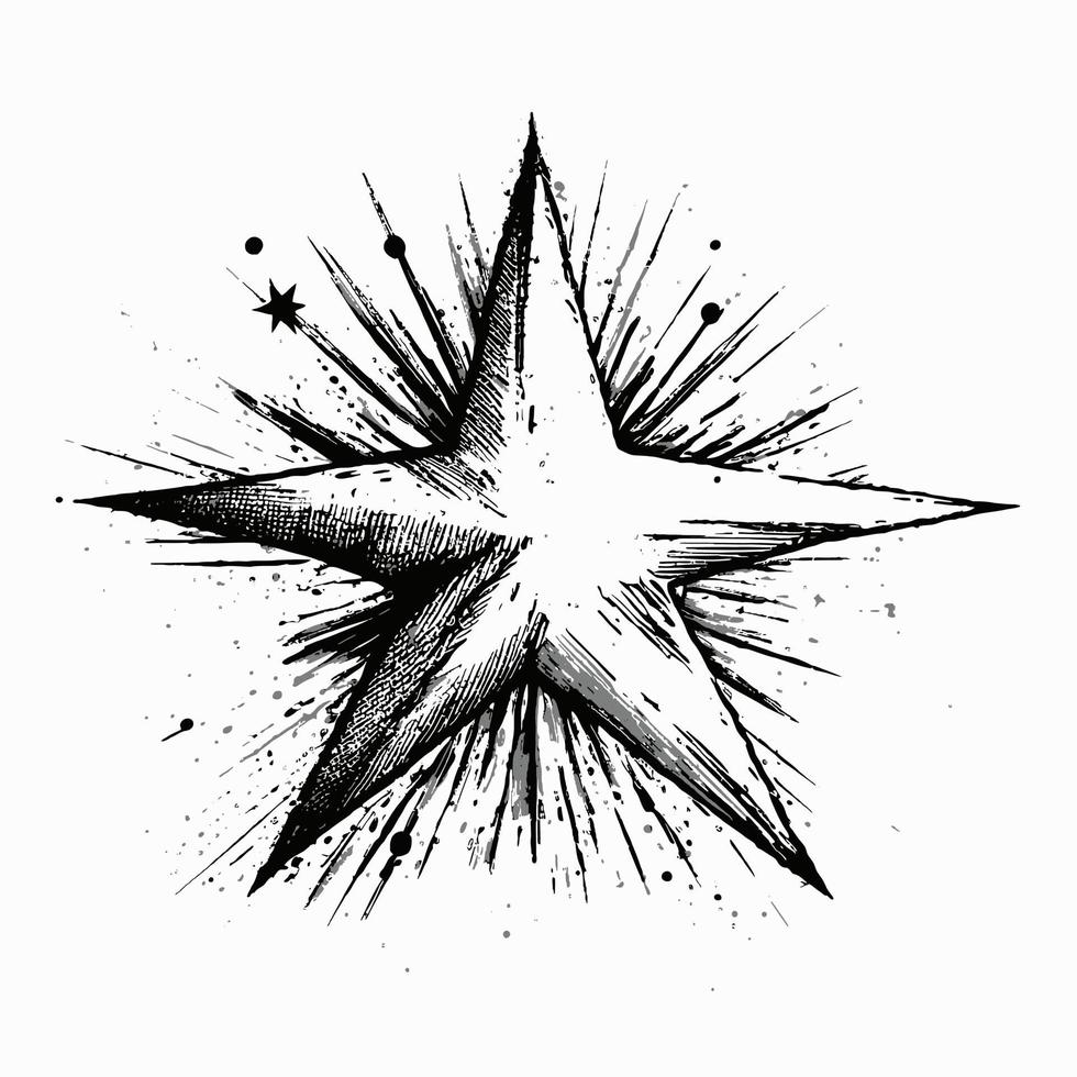 stjärna hand dragen stjärna ikon tecken - borsta teckning kalligrafi stjärna svart stjärnor symbol - stjärna tecknad serie vektor illustration proffs vektor