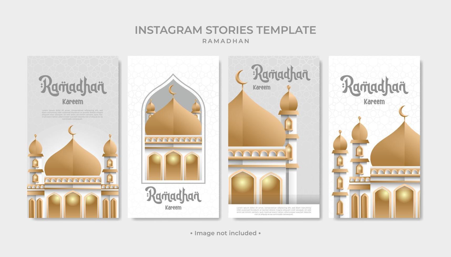 uppsättning ig berättelser mall Ramadhan med moské bild vektor