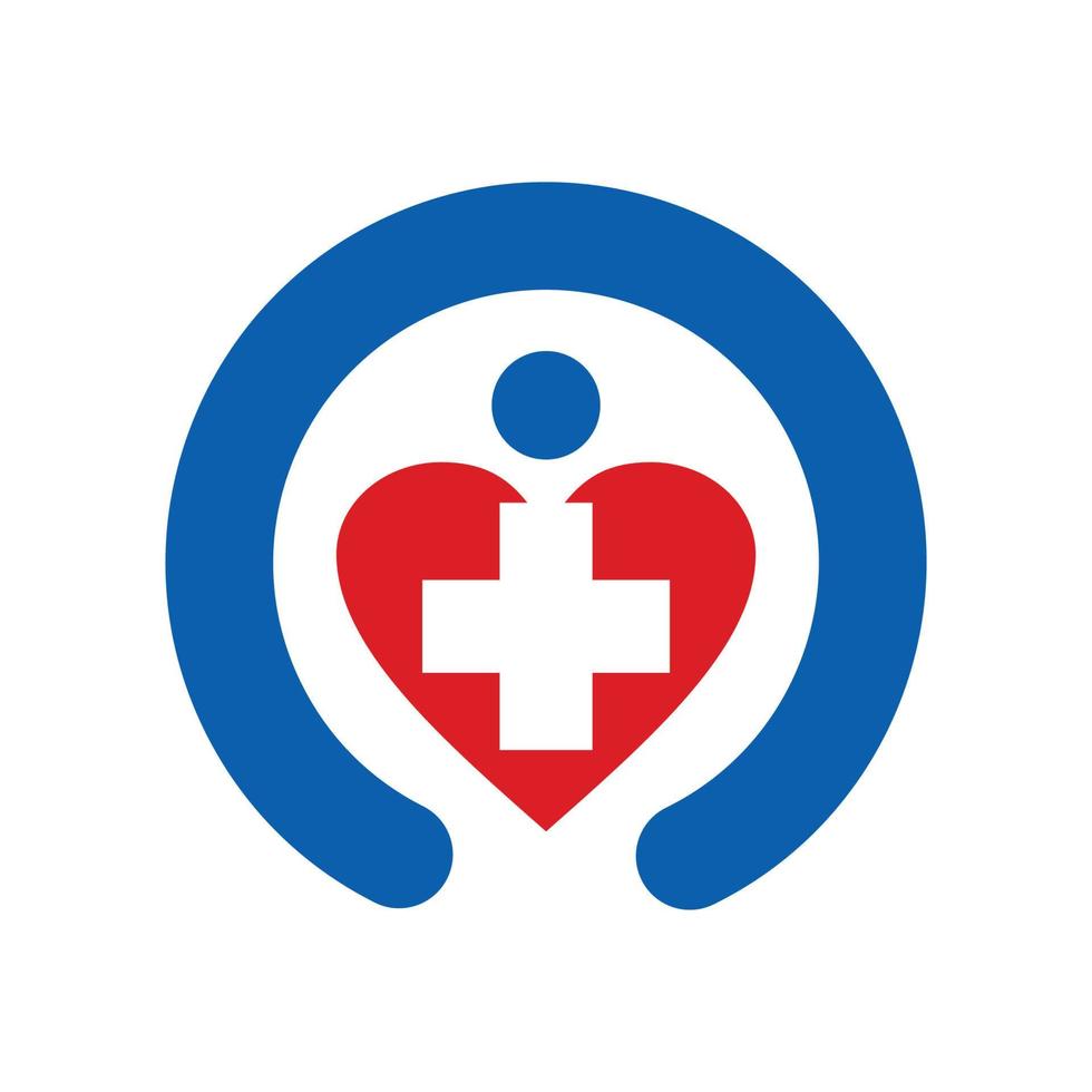 Gesundheitswesen medizinisch Logo und Vektor Symbol mit Liebe und Pflege zu Menschen Anwendung