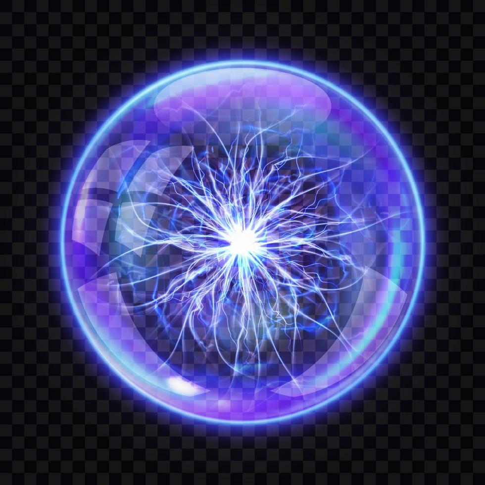 Magie Ball mit elektrisch Blitz innen, realistisch vektor