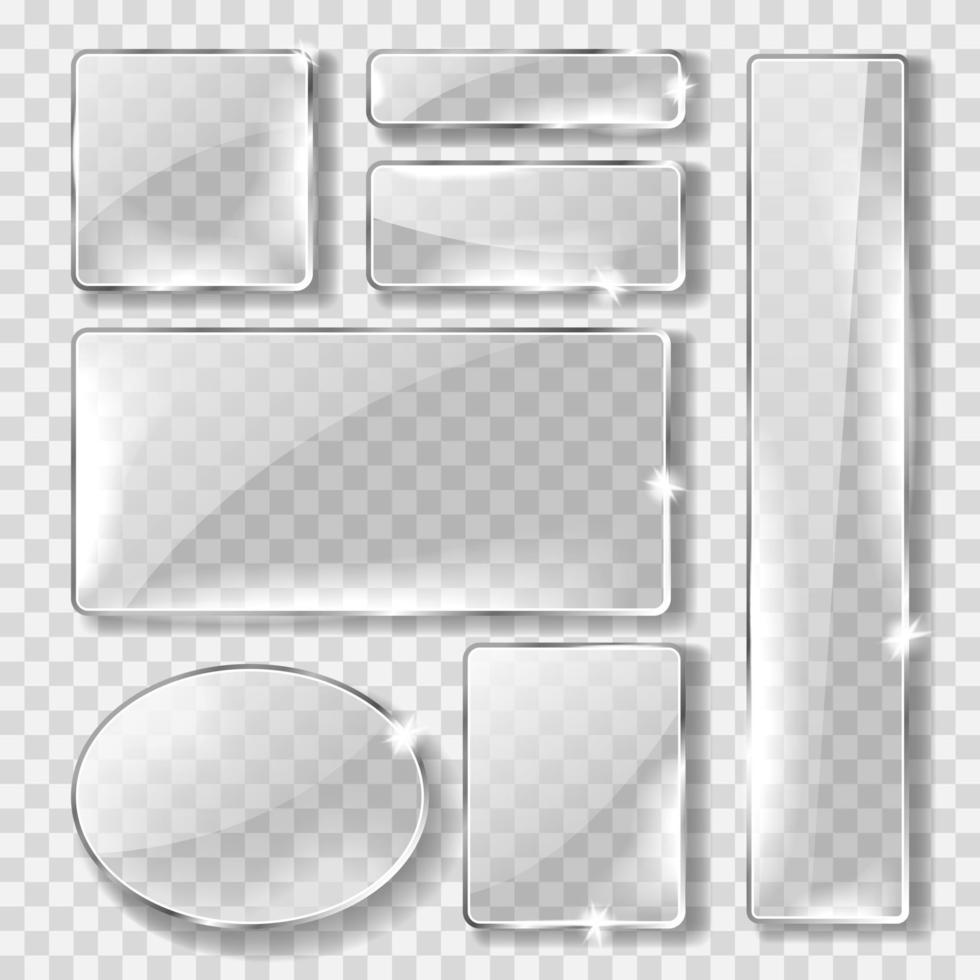 glas baner eller tallrik, realistisk uppsättning vektor