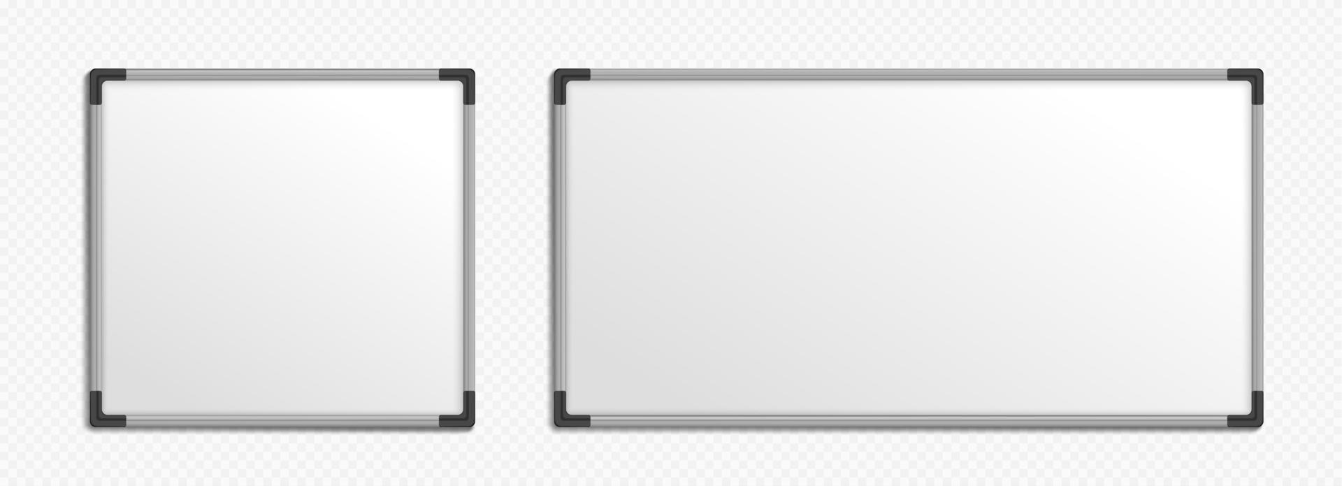 realistisk uppsättning av fyrkant och rektangel whiteboardtavlor vektor