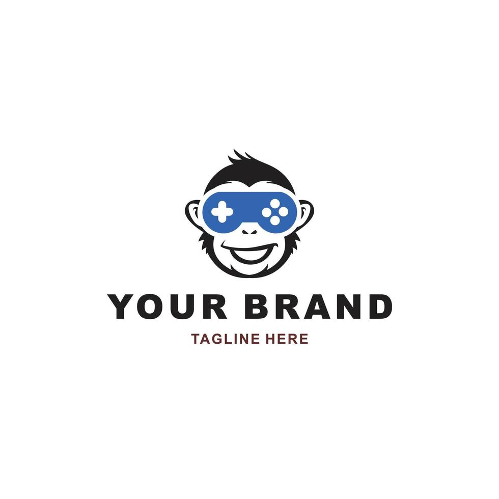 Affe Kopf Logo mit Brille geformt Joystick ist geeignet zum ein Spiel oder App vektor