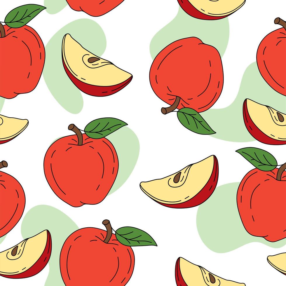 äpple mönster sömlös på vit bakgrund vektor illustration