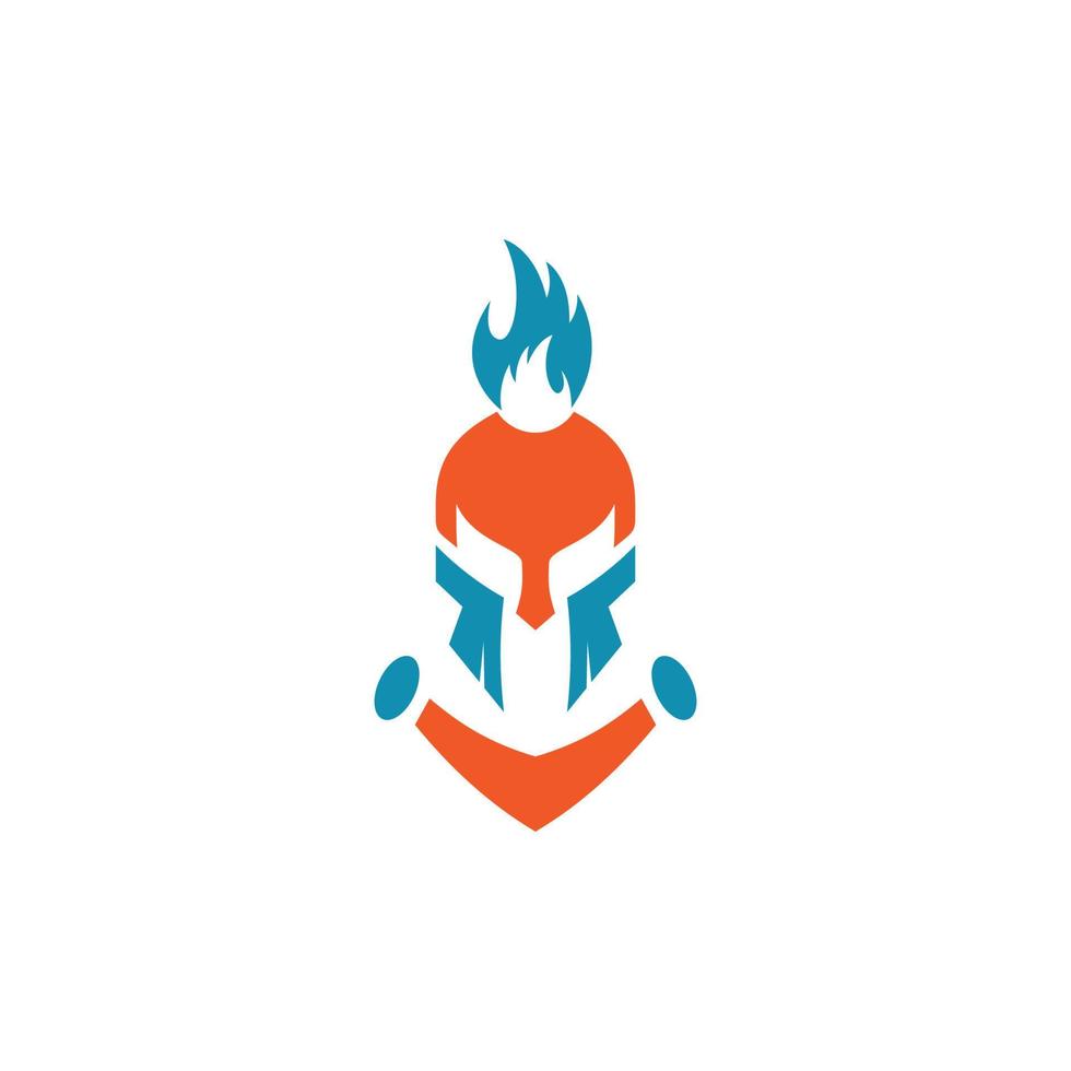 Logo zum spartanisch Helm mit Feuer auf es vektor