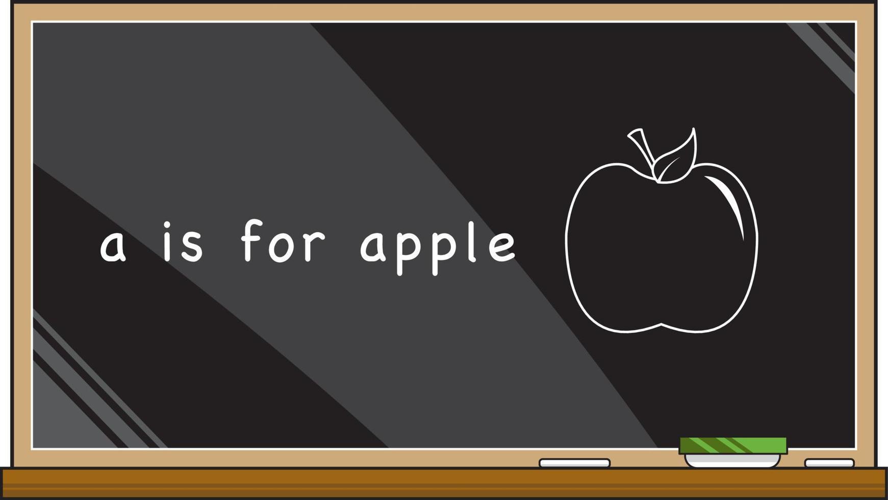 en är för äpple på skola svarta tavlan - alfabet inlärning pedagogisk illustration vektor
