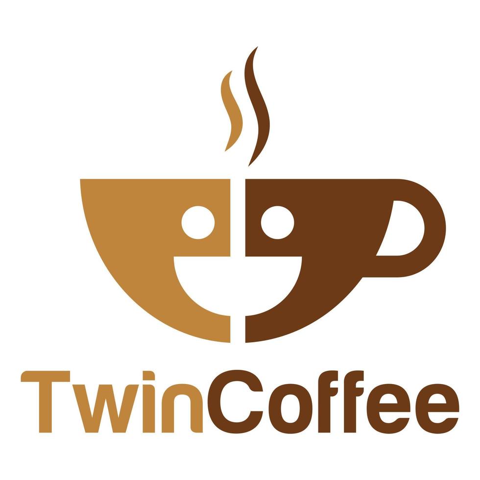 modern eben Design einfach minimalistisch Zwilling Kaffee Logo Symbol Design Vorlage Vektor mit modern Illustration Konzept Stil zum Cafe, Kaffee Geschäft, Restaurant, Abzeichen, Emblem und Etikette