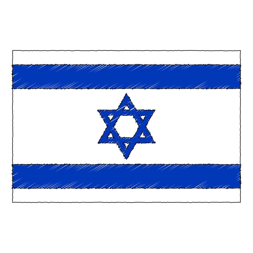 Hand gezeichnet skizzieren Flagge von Israel. Gekritzel Stil Symbol vektor