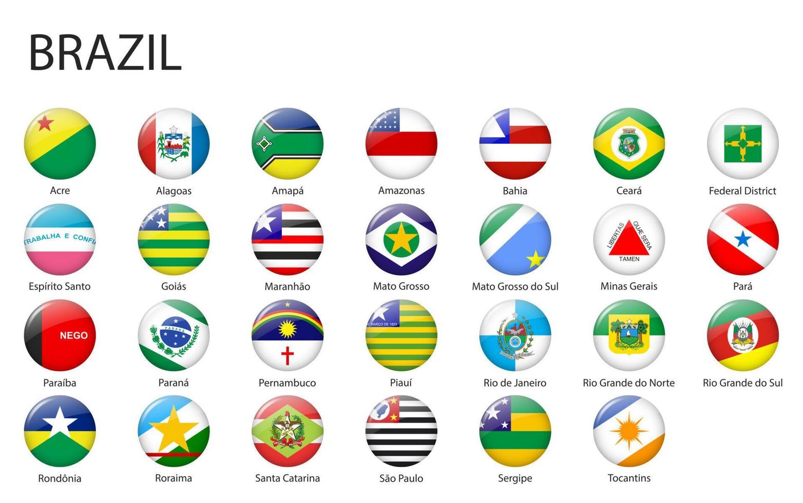 Allt flaggor av stater av Brasilien. mall för din design vektor