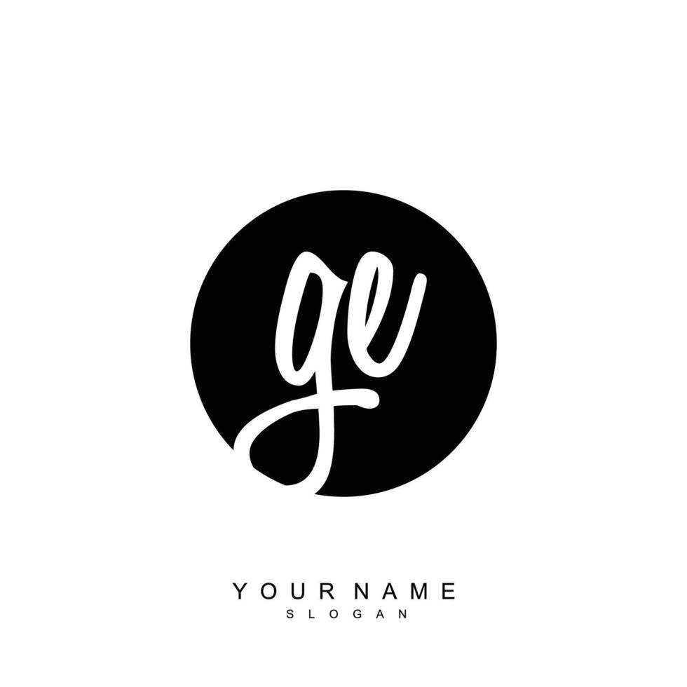 första gE monogram med grunge mall design vektor