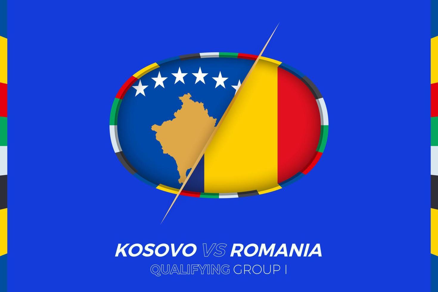 kosovo vs. Rumänien Symbol zum europäisch Fußball Turnier Qualifikation, Gruppe ich. vektor