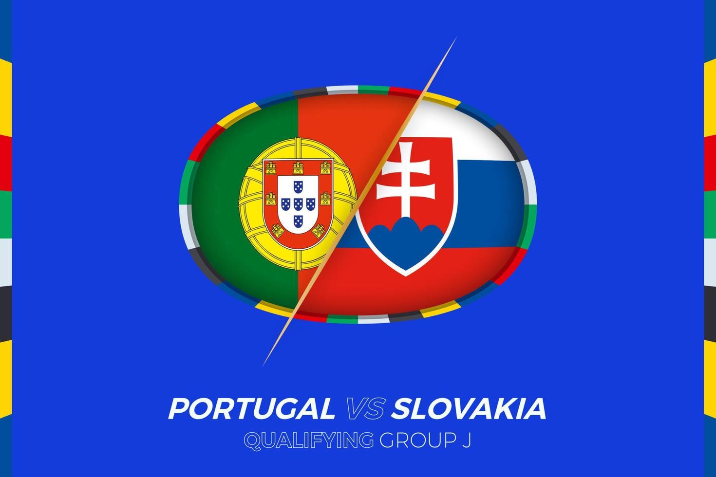 portugal mot slovakia ikon för europeisk fotboll turnering kompetens, grupp j. vektor