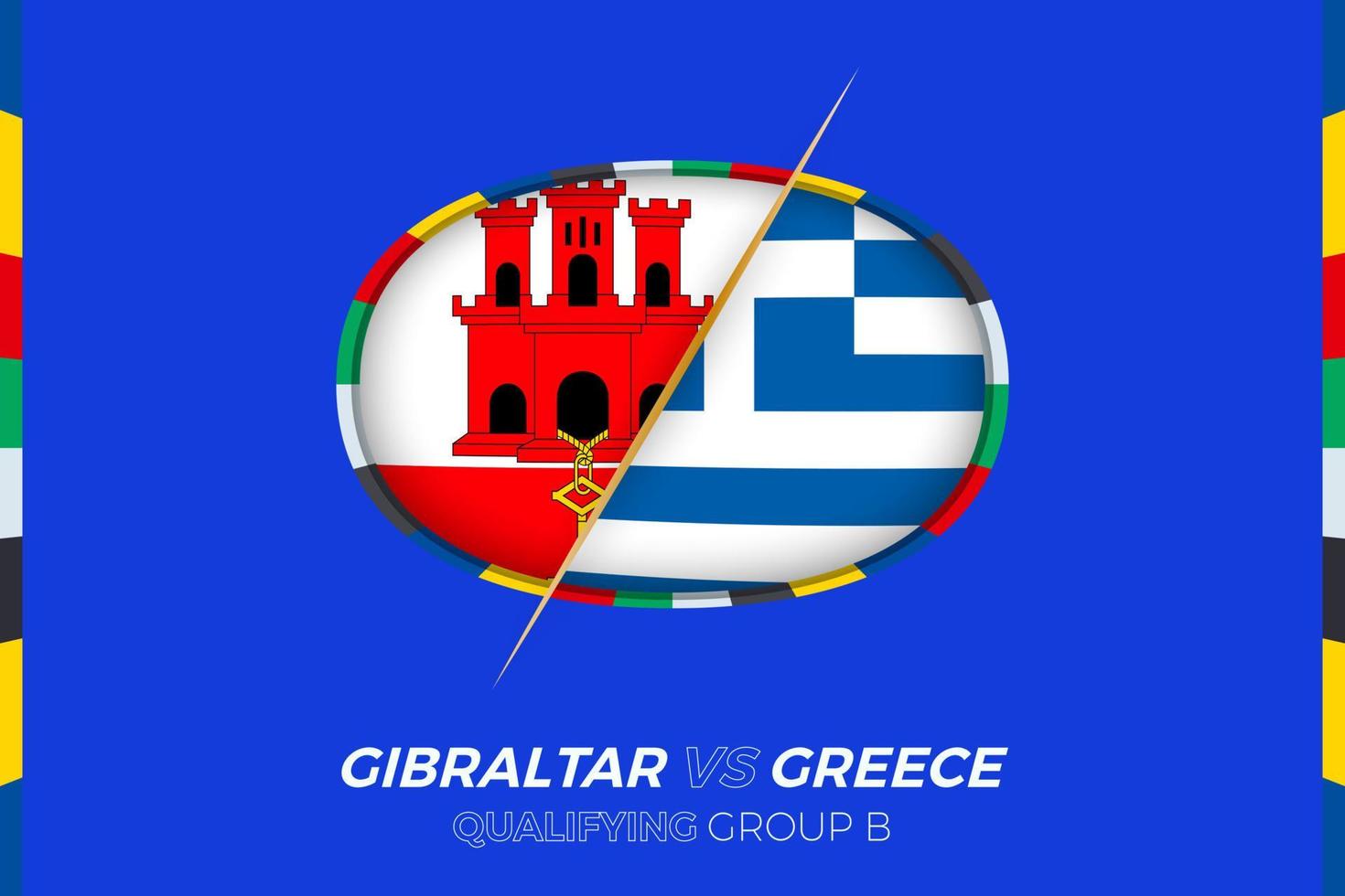 gibraltar mot grekland ikon för europeisk fotboll turnering kompetens, grupp b. vektor