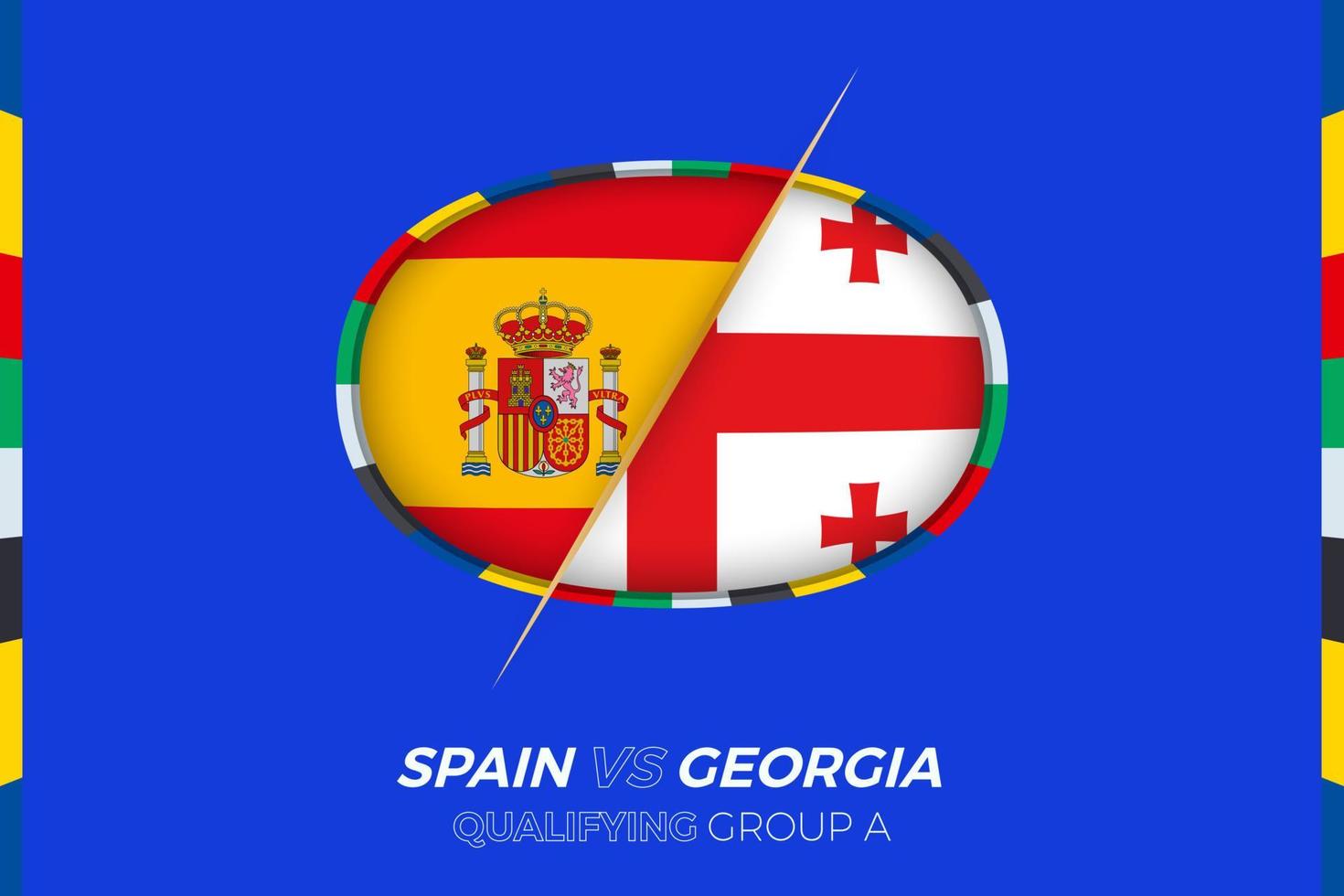 Spanien mot georgien ikon för europeisk fotboll turnering kompetens, grupp a. vektor