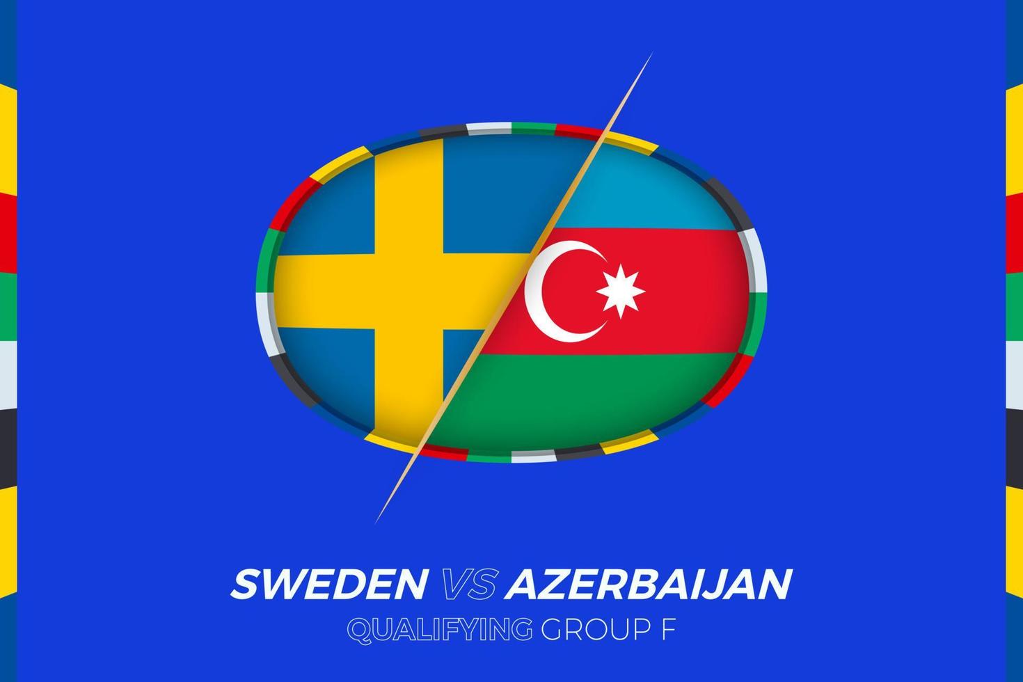 Sverige mot azerbaijan ikon för europeisk fotboll turnering kompetens, grupp f. vektor