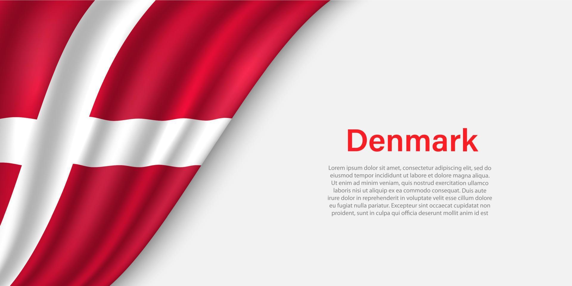 Vinka flagga av Danmark på vit bakgrund. vektor